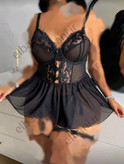 لباس خواب آی تن فنردار سایز بزرگ به همراه جوراب زنبوری کد 4052
