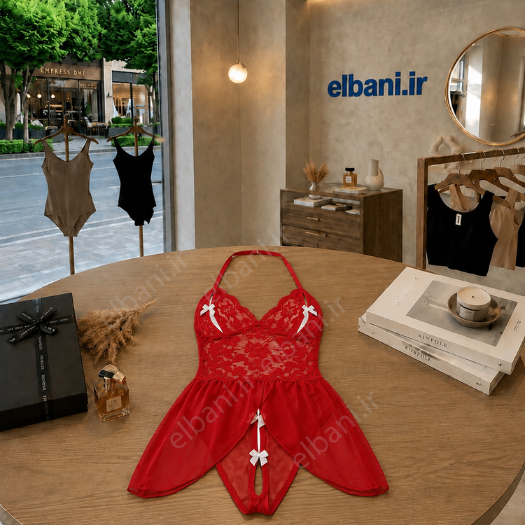 بادی (لباس خواب) مایلا فانتزی قرمز لطیف کد 8025