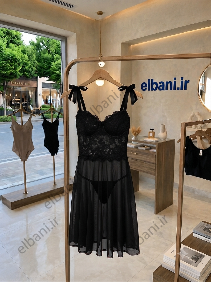لباس خواب فانتزی فنردار آی تن ITAN کد 4097 رنگ مشکی