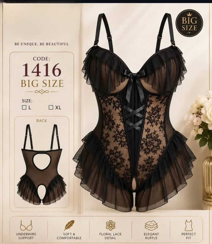 Sleepwearلباس خواب فانتزی فاق باز سایز بزرگ کد 1416