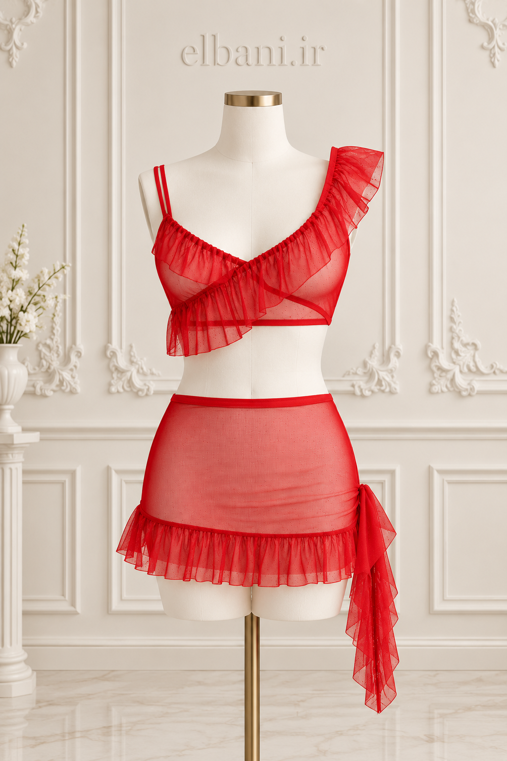 Sleepwearلباس خواب فانتزی تاپ و دامن  زنانه 1754