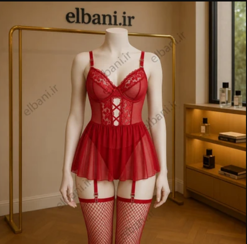 لباس خواب آی تن فنردار سفید به همراه جوراب زنبوری کد 4052