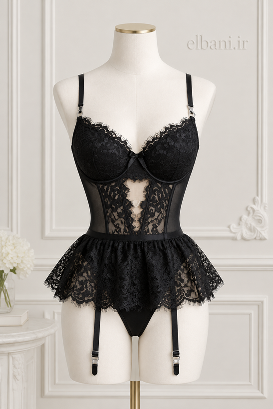 لباس خواب زنانه دامنی فاق باز و فنر دار همراه با جوراب برند هارنیSleepwear