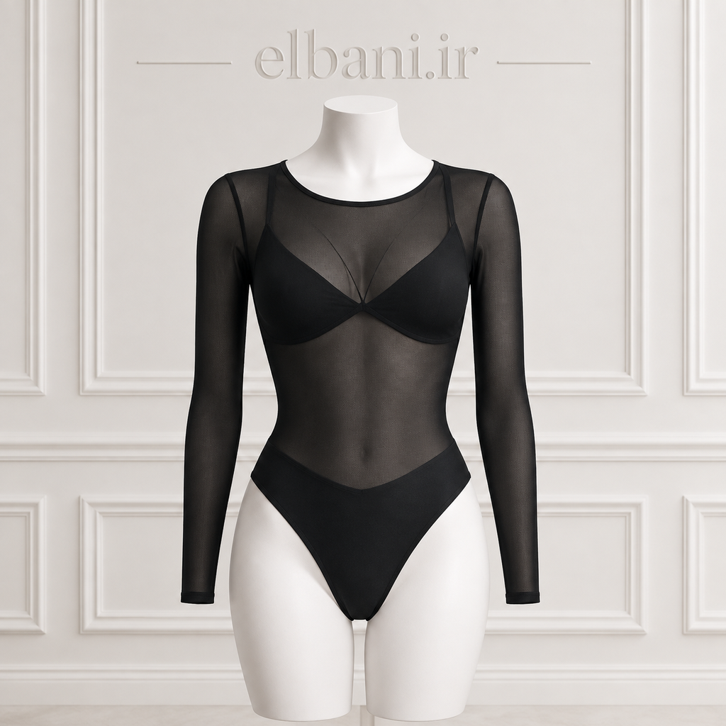 بادی زنانه حریر آستین دار  زیر قزن خور Body